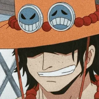 🪐 067415b5 Ace One Piece anime, one piece, ace, character, pirate, smiling, hat whatsapp sticker