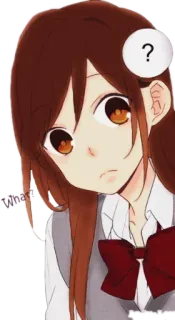 😕 5bbe6803 Whate 动漫, 女孩, 问题, 棕色头发, 堀与宫村 whatsapp sticker