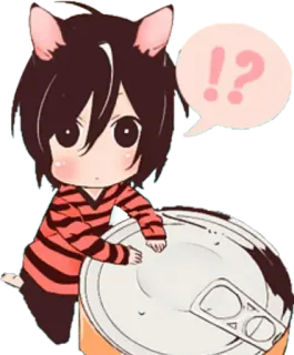 🤔 6c37d42c !? 动漫, Q版, 猫耳, 问题, 感叹号 whatsapp sticker