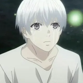🔥 2c77aeb8 Ken Kaneki Tokyo Ghoul Аниме, Грустный, Плачущий, Белые Волосы, Кен Канеки, Токийский Гуль telegram sticker