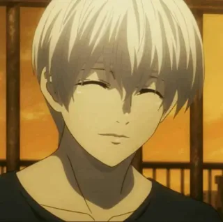 🔥 d21dc5b3 Ken Kaneki Tokyo Ghoul аниме, улыбающийся, счастливый, персонаж, манга telegram sticker