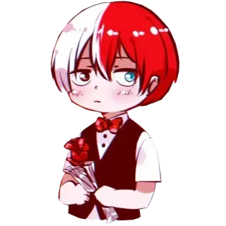 ☺️ 3e9d676a Shoto Todoroki My Hero Academia Shoto Todoroki, My Hero Academia, Anime, Manga, Chibi, Personaje, Pelo rojo y blanco telegram sticker
