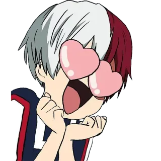 😍 40d825dd Shoto Todoroki My Hero Academia anime, manga, Shoto Todoroki, My Hero Academia, lindo, ojos de corazón, chibi telegram sticker
