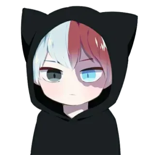 😶 d2182fac Shoto Todoroki My Hero Academia Anime, Manga, Shoto Todoroki, My Hero Academia, Orejas de gato, Fanart telegram sticker