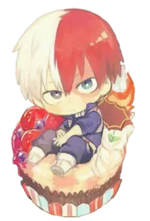 🥰 e538d251 Shoto Todoroki My Hero Academia Anime, Manga, Shoto Todoroki, My Hero Academia, lindo, Cupcake, dibujos animados telegram sticker