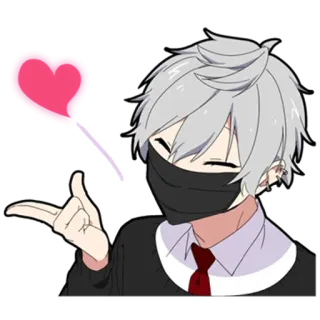 🎩 0579deb1 Аниме, Персонаж, Маска, Сердце, Милый, Цифровое искусство, Мультфильм telegram sticker