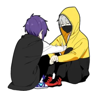 🎩 73890c01 Аниме, Мультфильм, Дружба, Персонажи, Стилизованный telegram sticker