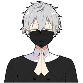 🎩 7c8c744e аниме парень, маска, молится, официальный, аниме, парень telegram sticker
