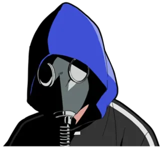 🎩 a7038d3f противогаз, худи, анонимный, синий, черный, наклейка telegram sticker