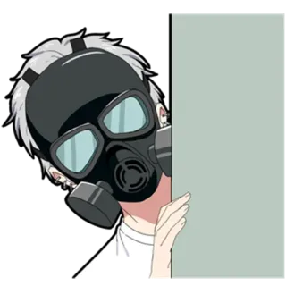 🎩 ce84e8d5 противогаз, аниме, наклейка, безопасность, защита, мультфильм telegram sticker