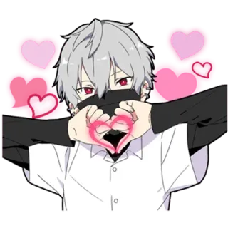 🎩 feb1fd07 Аниме, Парень, Сердце, Любовь, Милый, Мультфильм telegram sticker