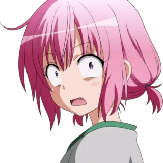 😳 028888a0 anime, gadis, rambut pink, kartun, terkejut, kaget, karakter telegram sticker