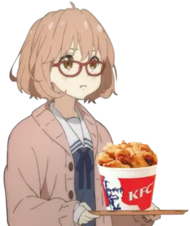 🍗 1ad5620e KFC Anime, Gadis, Ayam Goreng, Ember, KFC telegram sticker