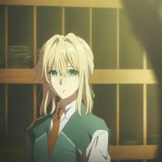 ✨ 00b13268 Violet Evergarden Anime, Personagem, cabelo loiro, olhos azuis telegram sticker