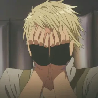 ✨ 9d98c0c4 Anime, Tristeza, Emoção, Personagem, Cabelo Loiro, Mãos telegram sticker