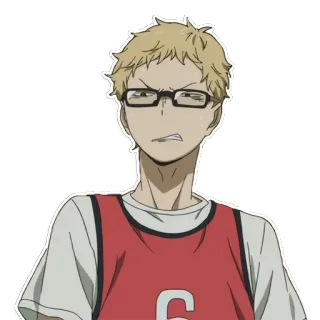 😤 cab5769b Kei Tsukishima Haikyuu!! anime, character, Haikyuu, Kei Tsukishima, volleyball, glasses telegram sticker