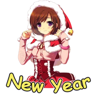 🤎 607f3738 New Year nowy rok, świętowanie, anime, dziewczyna, zima, święta, boże narodzenie telegram sticker