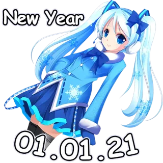 🤎 6603364d New Year 01.01.21 nowy rok, anime, płatki śniegu, zima, kreskówka telegram sticker