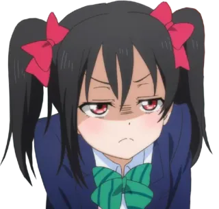 😡 a2983375 Nico Yazawa Love Live! อนิเมะ, ผู้หญิง, ชุดนักเรียน, ทำปากคว่ำ, สีหน้า telegram sticker