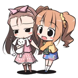 😭 d047bc56 动漫, Q版, 可爱, 女孩, 朋友, 卡哇伊, 卡通 telegram sticker