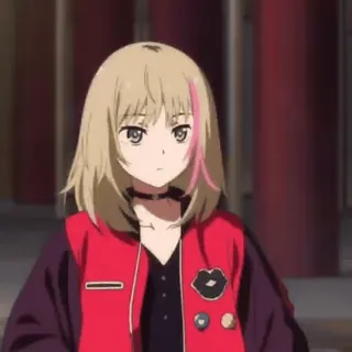 🫐 ee61b6e1 Anime Mädchen, Cartoon, Charakter, Weiblich, Blonde Haare, Mädchen, Rote Jacke telegram sticker