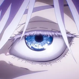 👁 88bb3284 глаз, аниме, голубые глаза, белые волосы whatsapp sticker