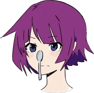 🥄 03676bdf anime, ragazza, cucchiaio, capelli viola telegram sticker