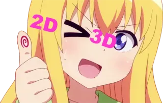 😉 7b9107b1 2D 3D Anime, Cartoni animati, Ragazza, Carino, 2D, 3D telegram sticker