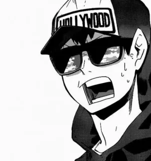 🖇 cd3c1969 HOLLYWOOD Anime, Manga, Homme, Lunettes de soleil, Chapeau, Hollywood whatsapp sticker