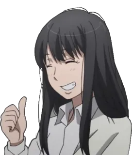 👍 9ad817a1 อนิเมะ, ผู้หญิง, ยิ้ม, ยกนิ้วโป้ง, มีความสุข telegram sticker