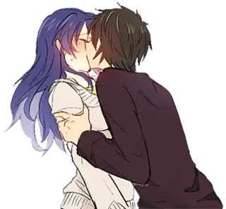 ❤ 21977c33 поцелуи, аниме, романтика, пара, нежность whatsapp sticker