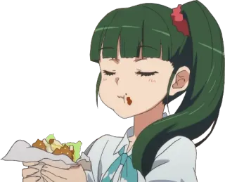 🍔 3b102799 Аниме, Девушка, Ест, Еда, Сэндвич whatsapp sticker