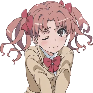 😉 556b68d7 Аниме, Девушка, Подмигивание, Школьная форма whatsapp sticker