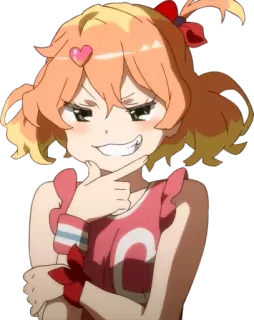 😈 5f1844ed Аниме, Девушка, Ухмылка, Мультфильм whatsapp sticker