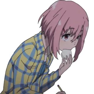 🍙 856e6f04 аниме девушка, еда, рисунок, розовые волосы, мультфильм whatsapp sticker