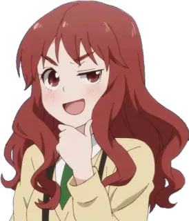 🤔 9c45c26a аниме, девушка, мультфильм, самодовольный, усмешка, персонаж whatsapp sticker