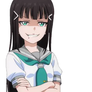 😈 b7d52d6b Dia Kurosawa Love Live! Sunshine!! аниме, девушка, Диа, Love Live, улыбка, Куросава, самодовольный whatsapp sticker