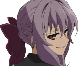 😏 f056edf9 аниме, самодовольный, выражение лица, фиолетовые волосы, улыбающийся whatsapp sticker