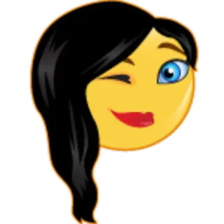 😉 6217521b emoji, face, winking, brunette, woman whatsapp sticker