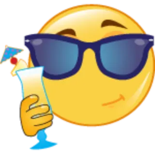 🍹 75cfe8e6 emoji, sunglasses, cocktail, summer, vacation, drink whatsapp sticker