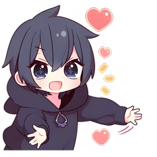 🤗 78bd97e8 Anime, Chibi, Mignon, Coeurs, Dessin animé, Autocollant telegram sticker