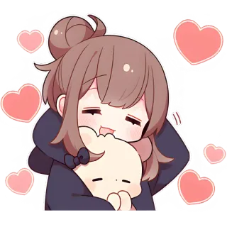 ☺️ 942e9a0c mignon, animé, coeurs, kawaii, dessin animé, câlin, amour, amitié telegram sticker