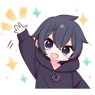 👋 cb84f189 Anime, Manga, Kawaii, Mignon, Étincelle, Personnage, Garçon, Illustration, Art numérique telegram sticker