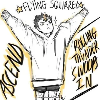 🏐 9b70387e FLYING SQUIRREL
ASCEND
ROLLING THUNDER SWOOPS IN Anime, Gleithörnchen, Rollender Donner, Aufstieg whatsapp sticker