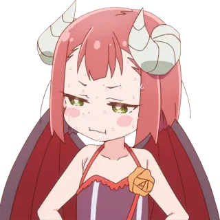 😓 0c103438 动漫, 女孩, 恶魔, 角, 汗, 可爱, 疲惫 telegram sticker