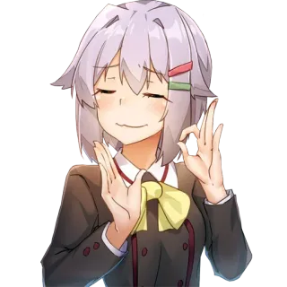 👌 8e2a0bb0 anime, cewek, ok, karakter, seringai telegram sticker