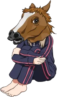 🐴 8ee1147c Kepala kuda, Masker hewan, Duduk, Pakaian olahraga, Tubuh manusia telegram sticker
