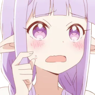 😭 160174f7 Аниме, Милый, Девушка, В шоке, Эльф, Румянец telegram sticker