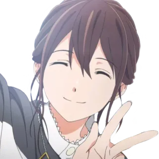 ☺️ a68cd92d Аниме, Девушка, Знак мира, Улыбка, Счастливый telegram sticker