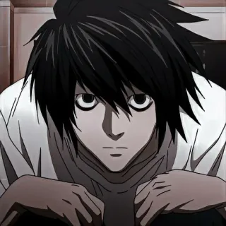 😐 687aebd3 L Lawliet Death Note 动漫, 漫画, 侦探, L Lawliet, 死亡笔记, 智慧, 角色, 肖像 telegram sticker
